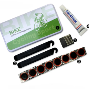 Kit de réparation de crevaison de vélo, boîte de réparation de patch en caoutchouc
