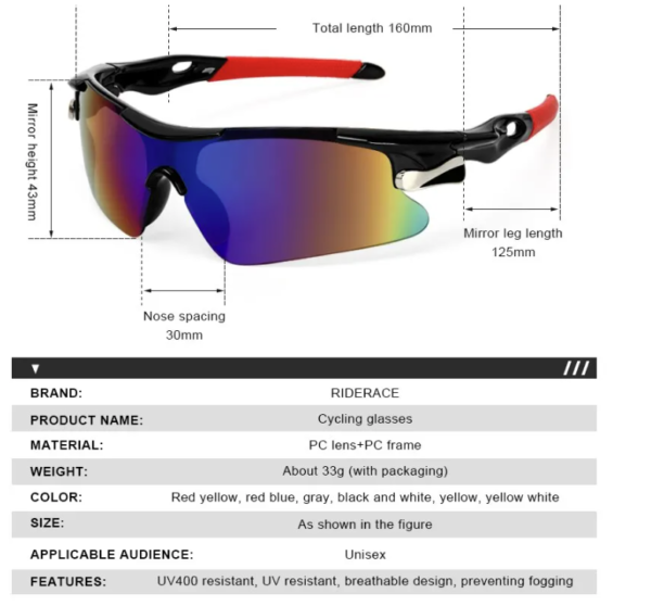 Lunettes De Soleil Vélo Vtt Cyclisme Équitation Protection Lunettes Vtt homme/femme – Image 5