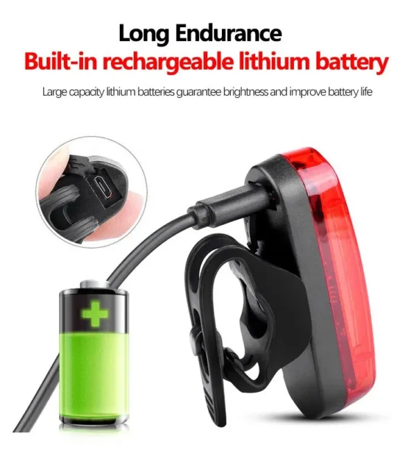 Puissant Feu arrière VTT lumière rouge vélo lumière arrière USB Rechargeable eclairage lumiere Lampe – Image 5