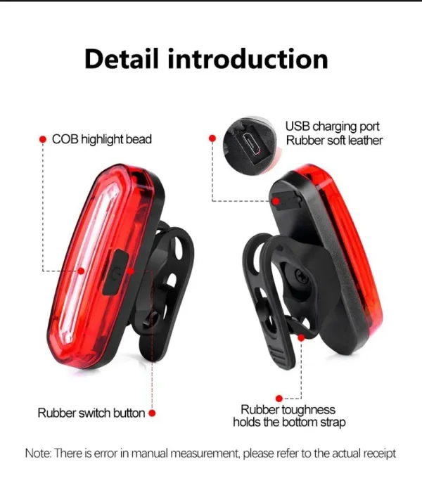 Puissant Feu arrière VTT lumière rouge vélo lumière arrière USB Rechargeable eclairage lumiere Lampe – Image 2