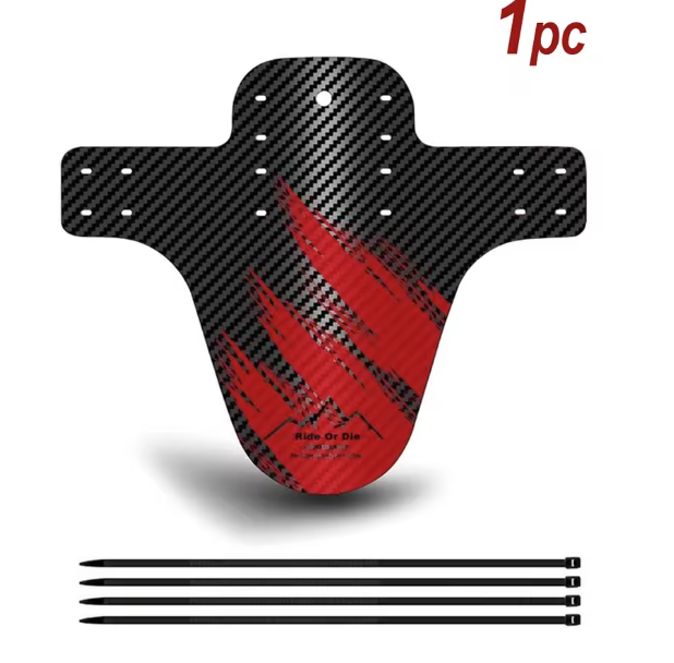 Rouge Mudguard Garde boue pour roues avant/arrière Noir une Pieces (1)